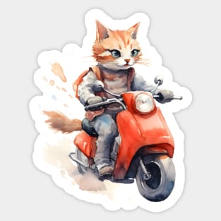 Ginger Cat on a Scooter Sticker